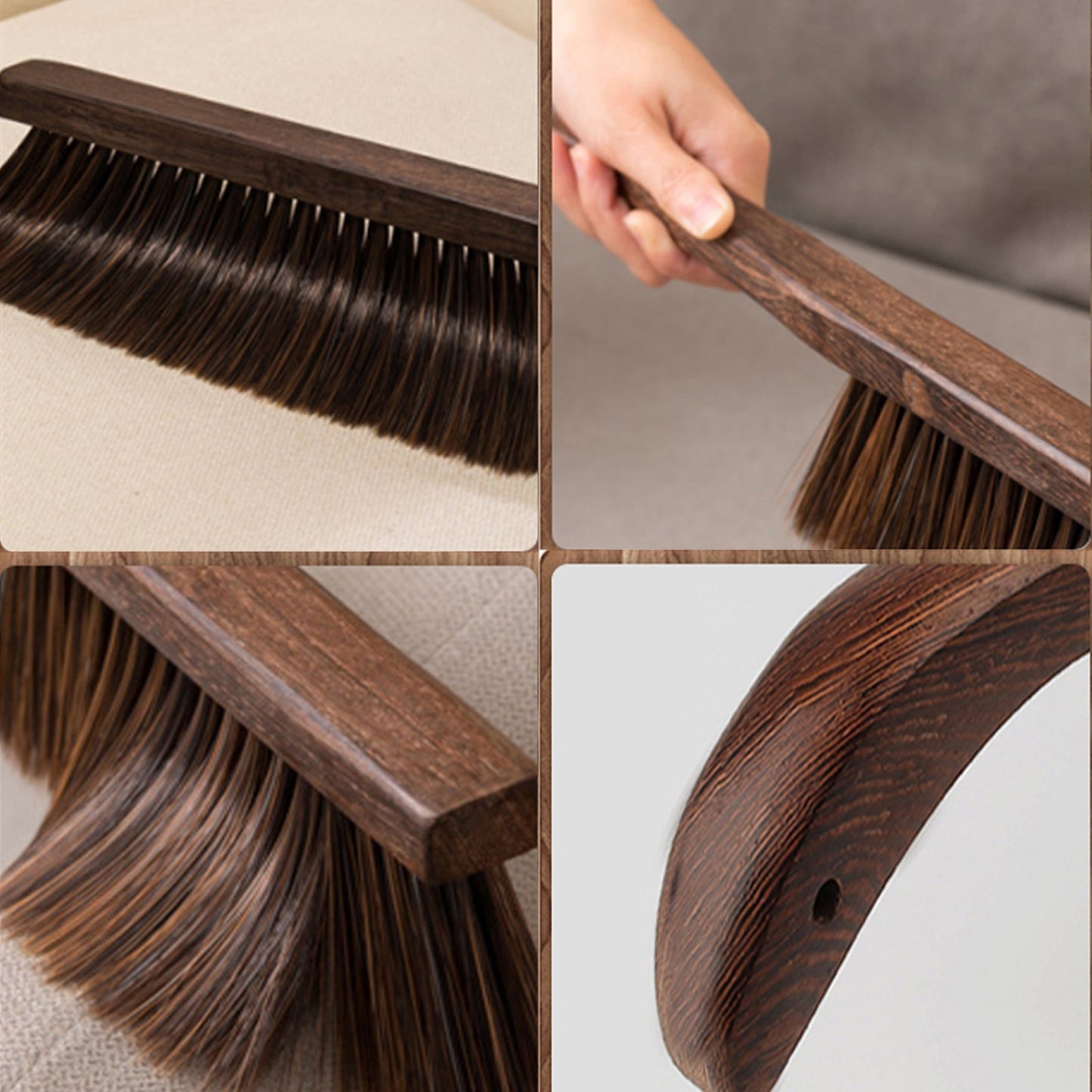 One-piece Hand Sweeping Broom Cleaning Brush - Gentle Bristle Dusting Brush for Cleaning Cars, Beds, Soil, Manuscripts, Gardens, Furniture, and Clothes with a Wooden Handle