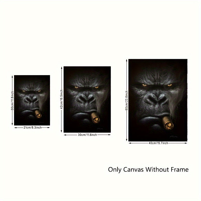 1pc Frameless Gorilla Smoking Canvas Wall Painting for Home Decor, No Frame