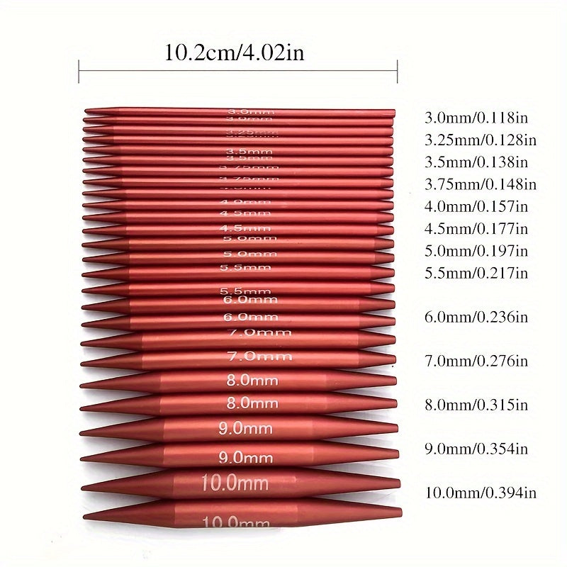 Matte Red Interchangeable Circular Knitting Needle Set: 39pcs in Metal with Storage Case - All-Season Sweater Kit & Knitting Accessory