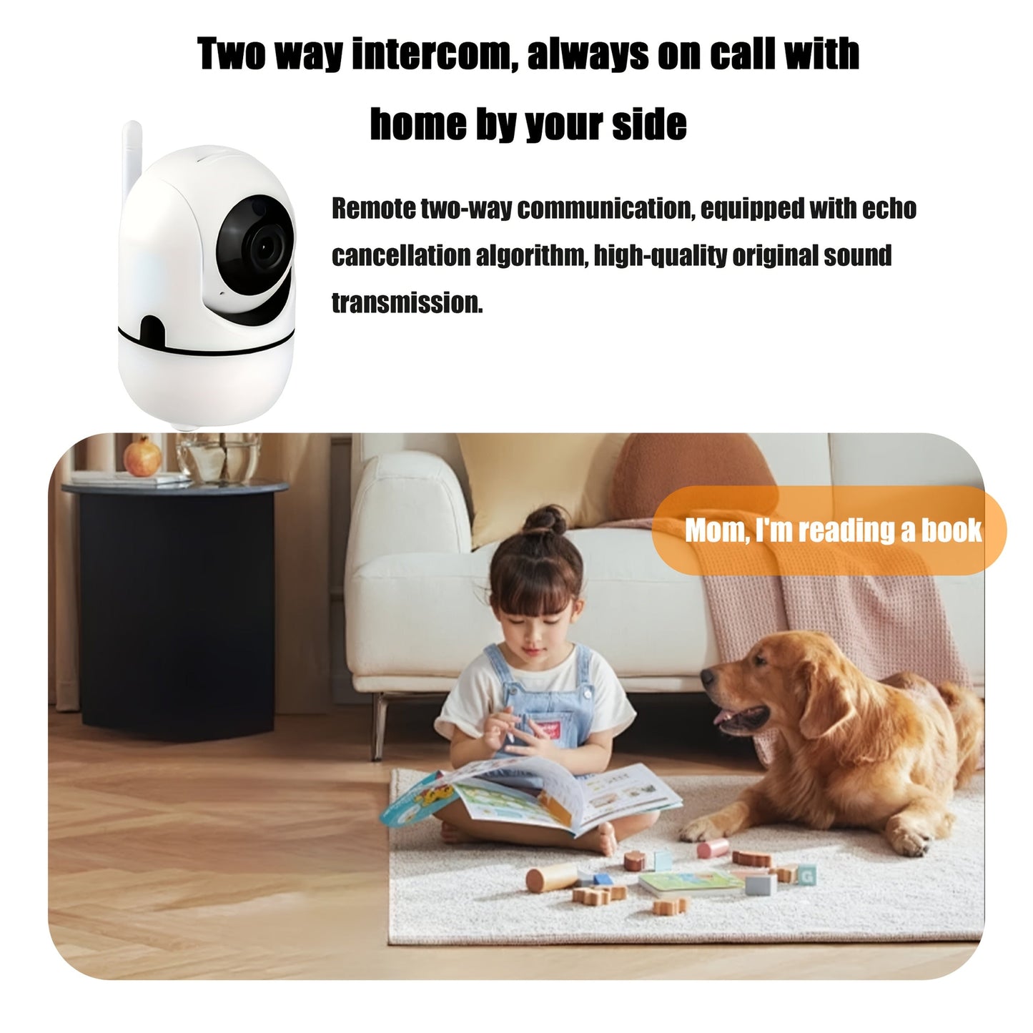 Wireless Security Camera with Night Vision & Two-Way Audio, 1080P HD - USB Powered, Simple Self-Adhesive Installation for Home Safety, Pet Monitoring. Does not Include Memory Card. Portable and Non-Waterproof for Youngsters.