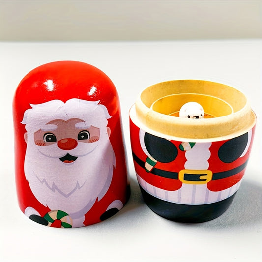 Wooden nesting doll set, perfect for kids aged 3-6, no batteries needed. Great gift for holidays.