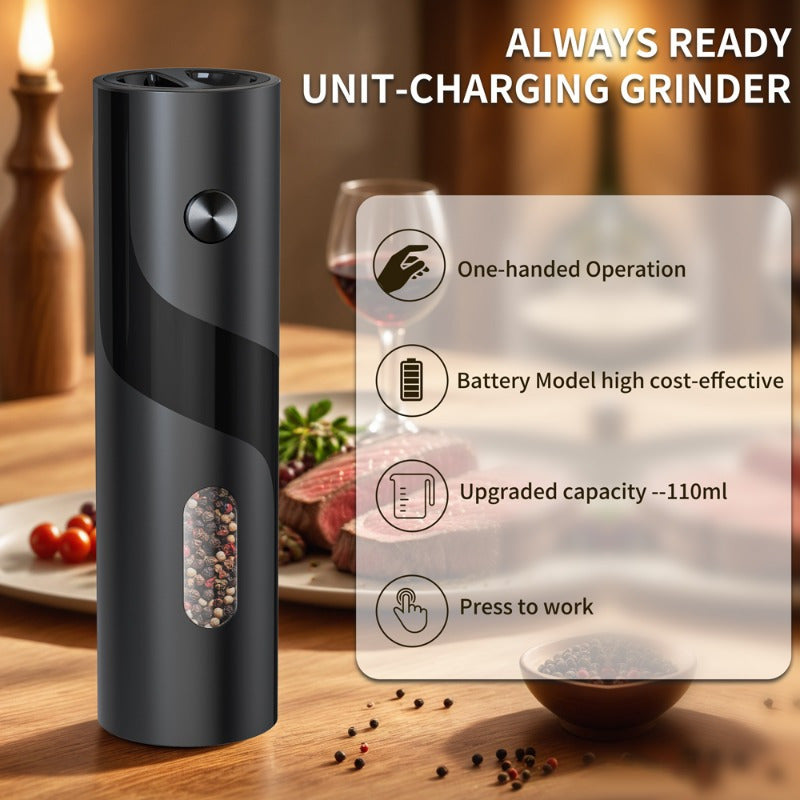 This electric salt and pepper grinder is adjustable for coarseness, refillable, battery-operated, and automatic. It is an essential kitchen gadget with a square shape and a capacity of over 10L. This grinder requires 4 AAA batteries (not included) for