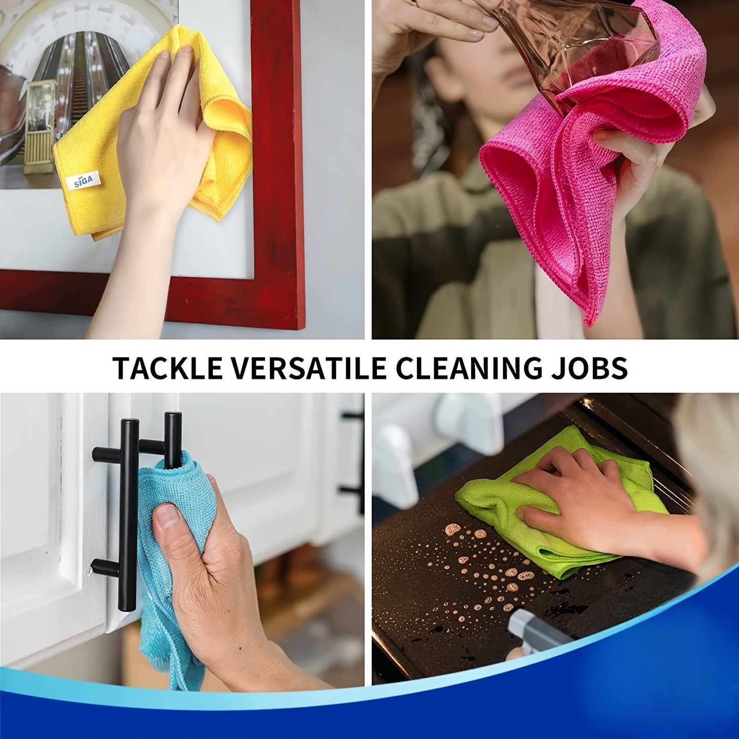 Pack of Microfiber Cleaning Cloths - Made from Woven Polyester, Ensures Streak-Free Shine on Multiple Surfaces such as Outdoor, Bathroom, Kitchen, and Patio - Highly Absorbent Towels, Ideal as Gifts for Christmas or Halloween