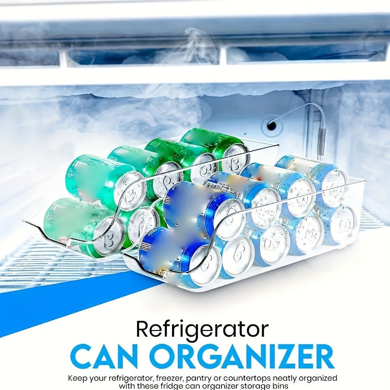 Organize your fridge with the 1-piece Clear Plastic Refrigerator Bin - Create more space in your refrigerator with this sturdy, easy-to-clean storage solution for canned food, drinks, and more!