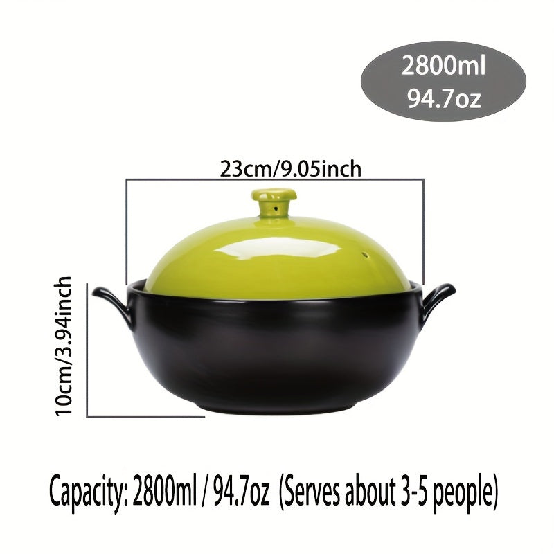 XIN TIAN LI Ceramic Casserole Dish - Withstands High Temperatures, Suitable for Gas Stovetop & Oven Use, Great for Soups & Stews, Holds 94.7oz (Enough for 3-5 Servings)