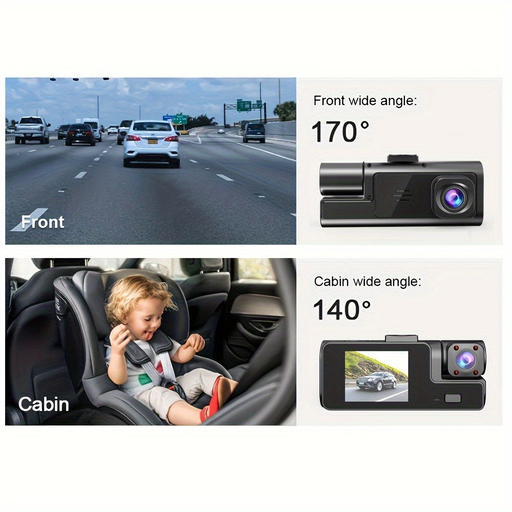 ZKCAMSPY 1080P Dual Lens Dash Cam for Cars with Wide Angle, Night Vision, Loop Recording, G-Sensor, Motion Detection.