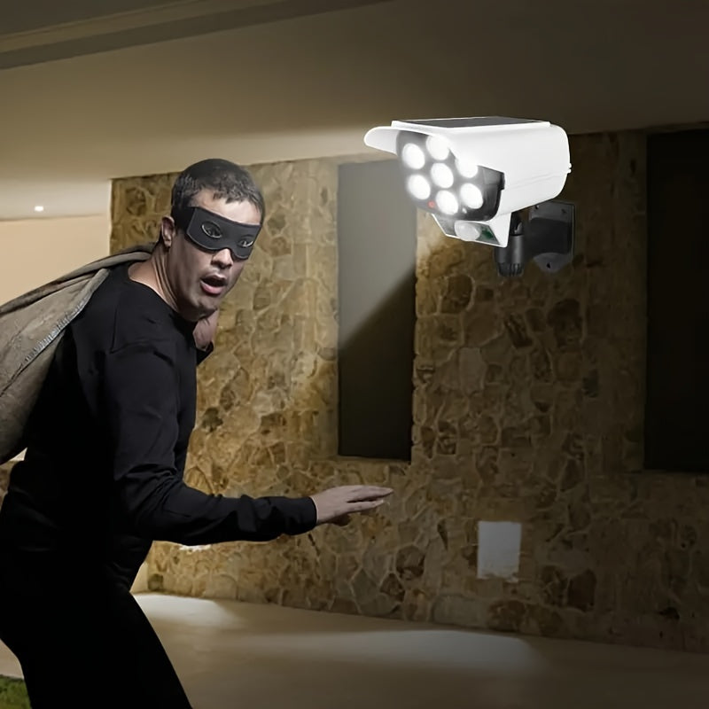 Night Guard: Solar Wall Light with Fake Camera to Scare Thieves, Three Modes, Remote Control