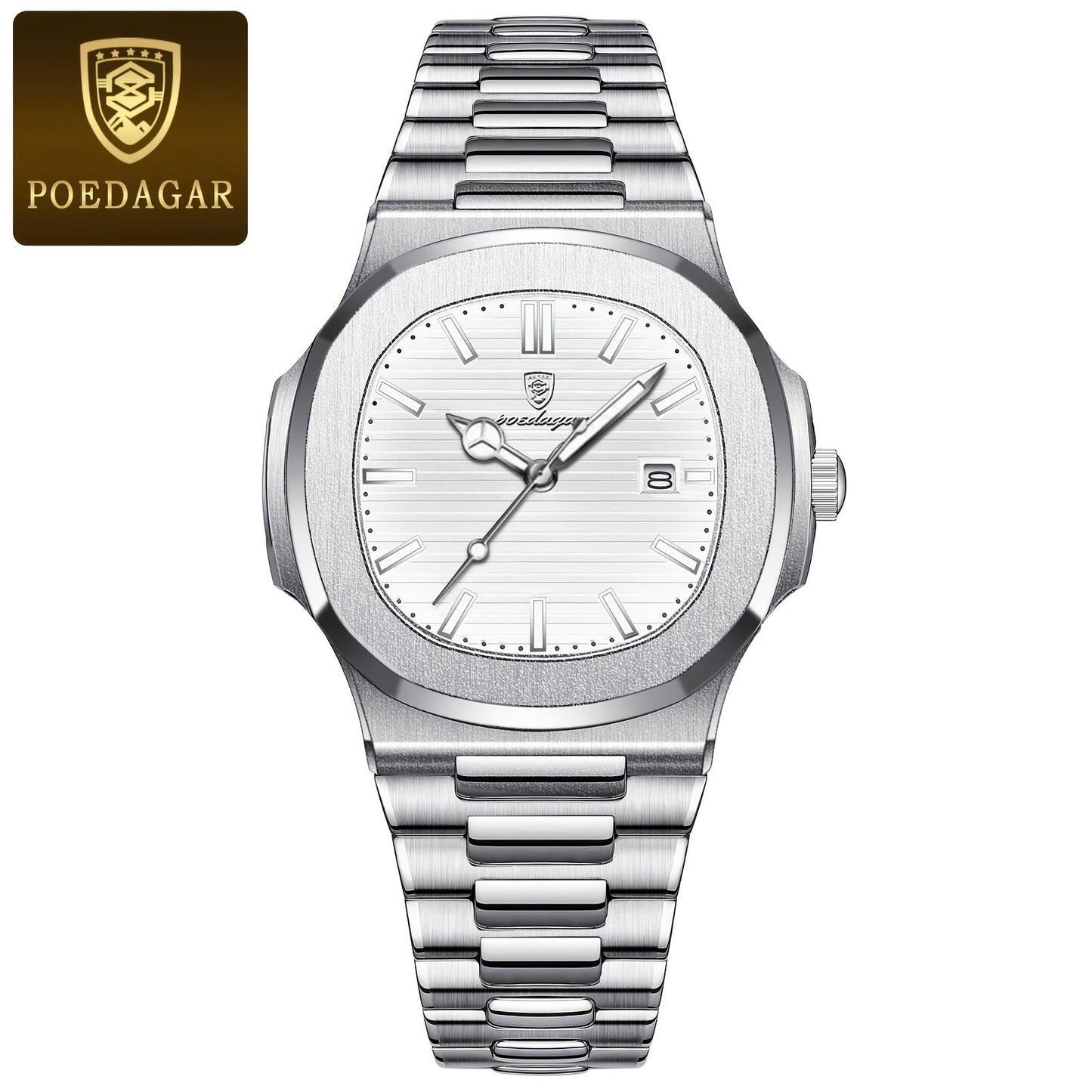 Introducing the New POEDAGAR Luxury Watch for Men, featuring a Waterproof design, Luminous Date display, and crafted with Stainless Steel. This Square Quartz Men's Watch is the perfect accessory for any stylish man. Enhance your look with the elegant