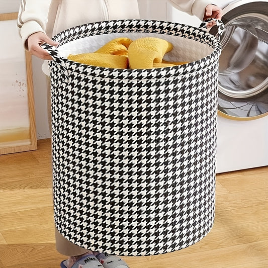 Multi-purpose fabric storage basket with handles for laundry, clothing, and toys. Ideal for organizing in bedrooms, living rooms, bathrooms, kitchens, and shelves.