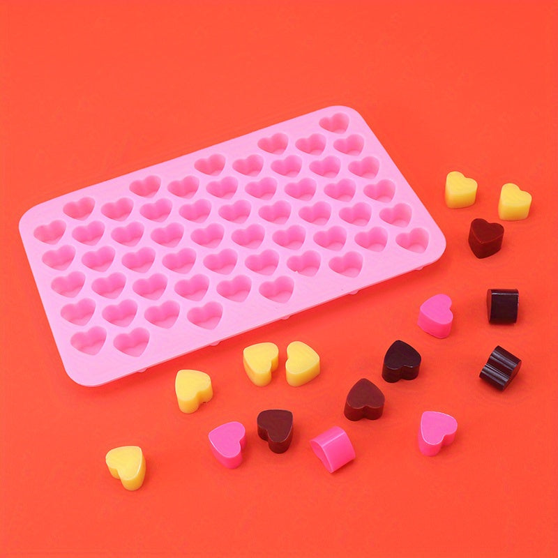 Mini Gummy Molds - 518 ta bo'shliq bilan yurak shaklidagi silikon shirinlik qoliplari, gummy, muz kubiklari, sabun, shirinlik va jel tayyorlash uchun mukammal - 1 dona