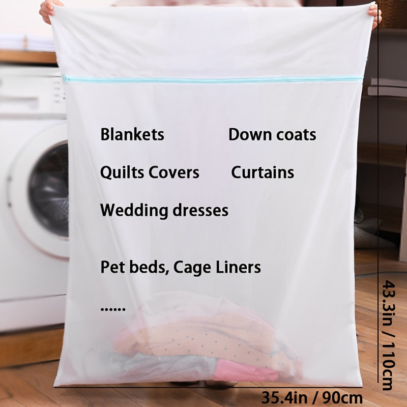 Large Mesh Laundry Bag with Zipper - Perfect for Delicate Items, Quilts, Pet Beds, and More - Strong Washing Machine Bag for Down Jackets, Curtains, and Sheets - Resistant to Deformation, Rectangular Shape, Versatile Organizer for Laundry