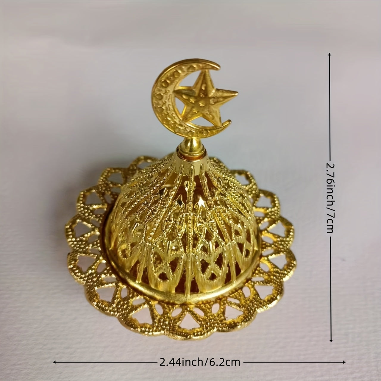 Golden Incense Burner - Perfect for home decor or as a gift for holidays, birthdays, or Eid Al-Adha. Suitable for men and women.