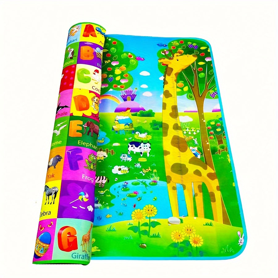 Two-Sided Baby Play Mat, Ideal for Ages 0-3, Measures 200x180cm, Made with PVC Surface, Safe Crawling Mat, Flippable Foam Floor Mat, Educational and Waterproof for Mess-Free Playtime.