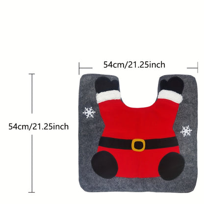 Set of 2 Santa toilet mats for festive Christmas bathroom decor and a Thanksgiving gift for 2023.