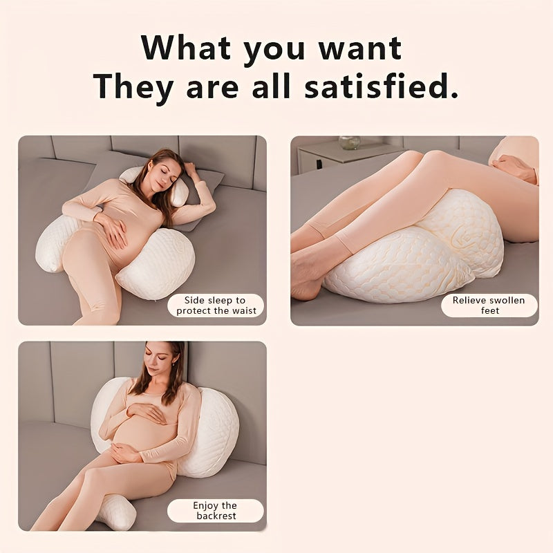 Maternity Pillow Designed for Side Sleepers - Offers Soft, Full-Body Support with Removable Cover, Perfect for Back, Hips & Legs