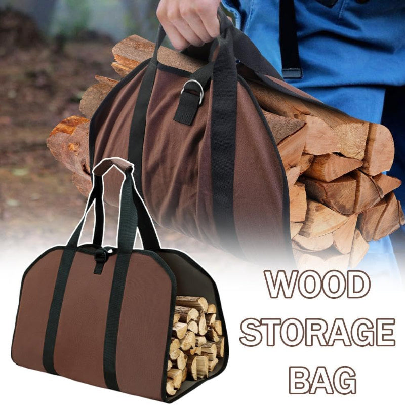 Sturdy Canvas Firewood Storage Bag with Large Capacity - Reliable Log Carrier for Indoor and Outdoor Fires, Robust Tote for Organizing Logs