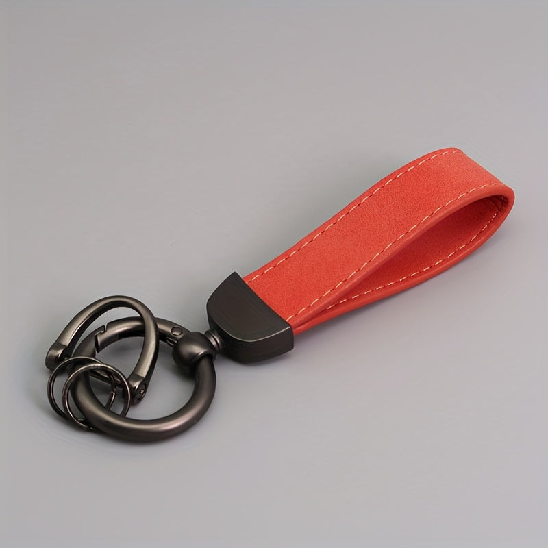 Men's Hardware Anti-Loss Suede Car Key Chain with PU Leather, the Perfect Valentine's Day Gift