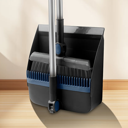 Household broom and dustpan set with non-stick technology for easy hair sweeping and trash collection.