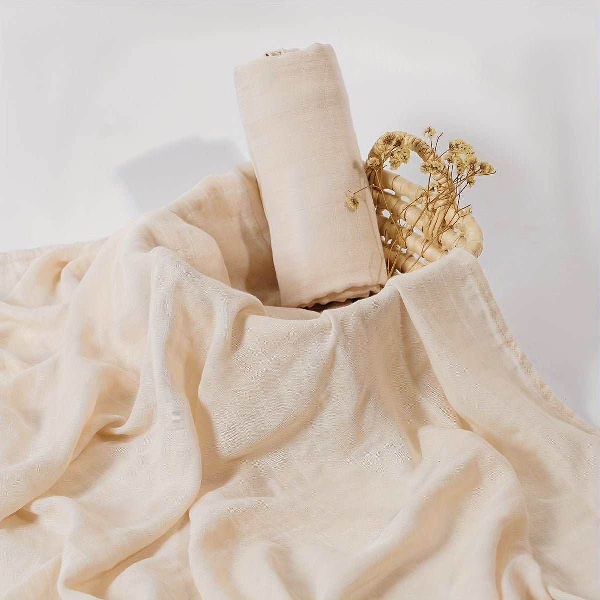 Bamboo Muslin Swaddle Blanket in Solid Color - Perfect for Baby Bath Time, Photography Sessions