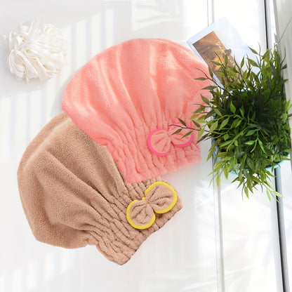 Super absorbent coral fleece hair towel wrap for women, ideal for quick drying and softness, great gift for Christmas.