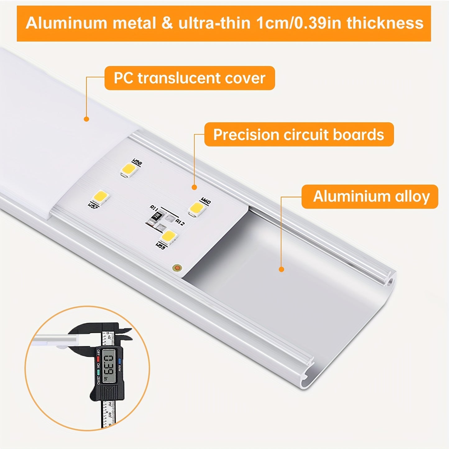 KATHYLIGHT LED Motion Sensor Cabinet Light with Voice Control, USB Rechargeable, Auto-shut-off, Magnetic, Detachable Fixture, Plastic Shade - 800mAh Lithium Battery. Ideal for Wardrobe