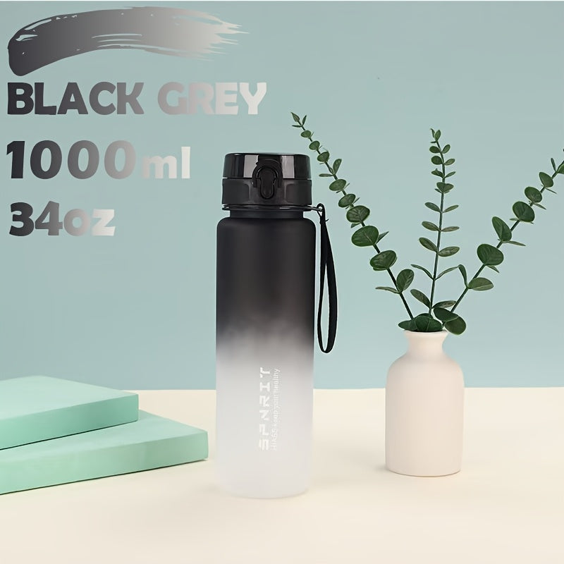 Gradient water bottle in 1000ml/750ml sizes, leak-proof BPA-free plastic for climbing, hand wash only. Ideal for home, office, outdoor activities, and as gifts for special occasions.