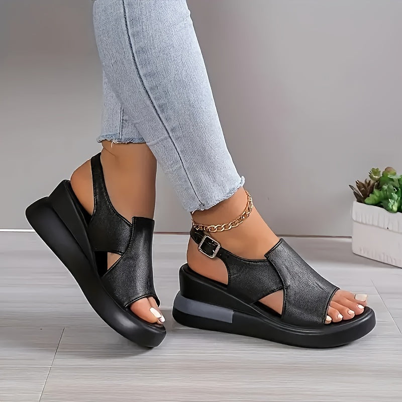 Wedge sandals for women, comfortable and stylish with buckle strap.