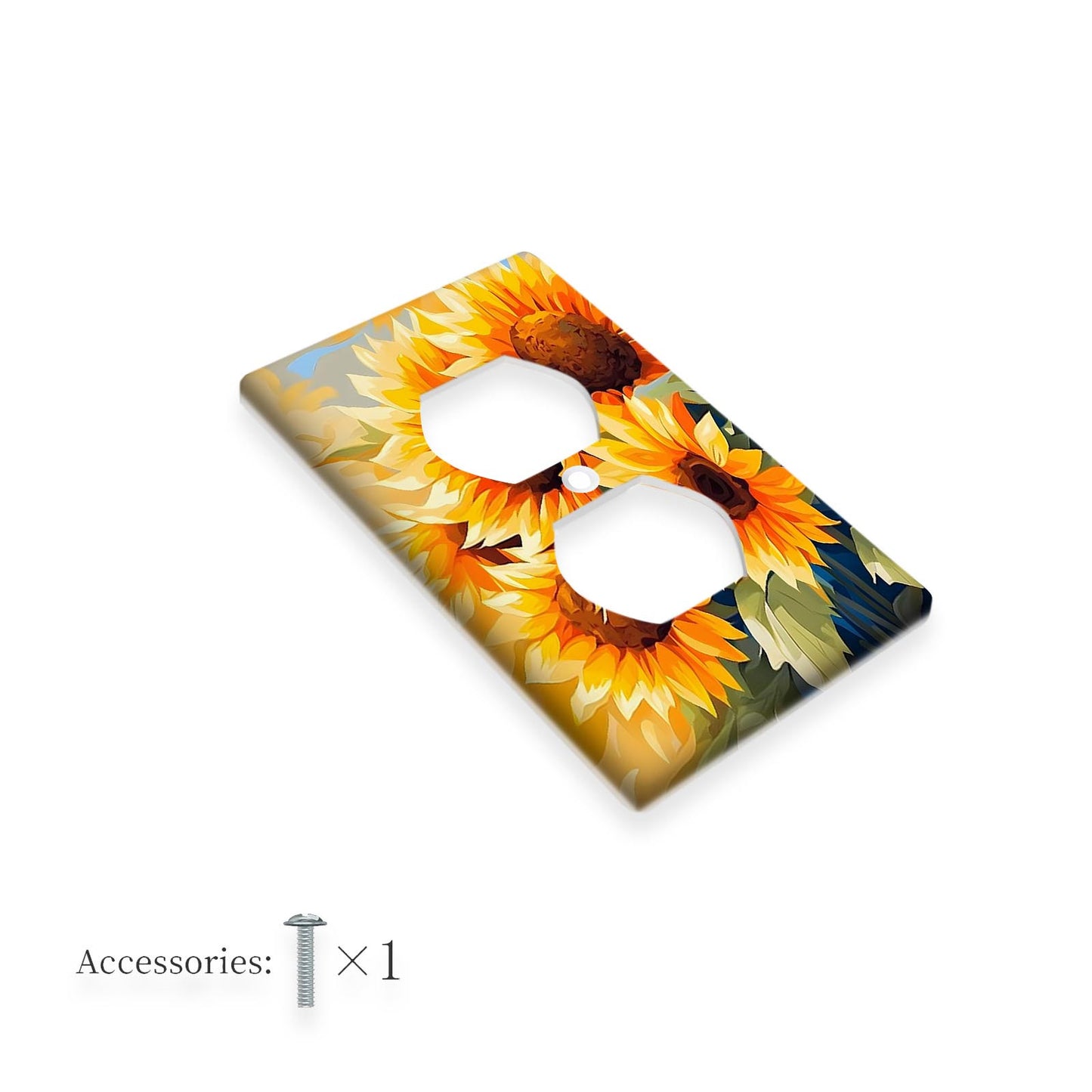 Sunflower diamond art light switch cover; no batteries required; fits standard single and double outlets in kitchen, bathroom, living room.