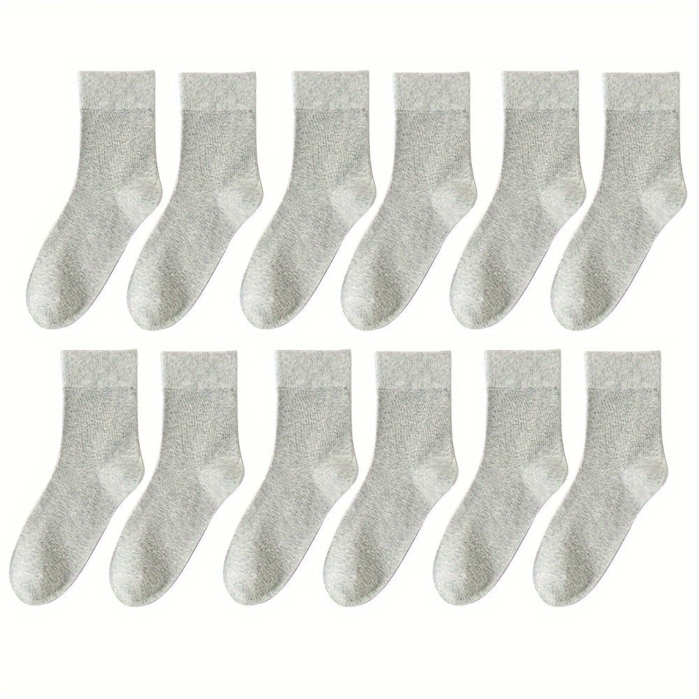 6 pairs of unisex cotton crew socks with loose-mouthed design for breathability and sweat absorption, offering soft and comfortable wear for both men and women. Trendy for business or