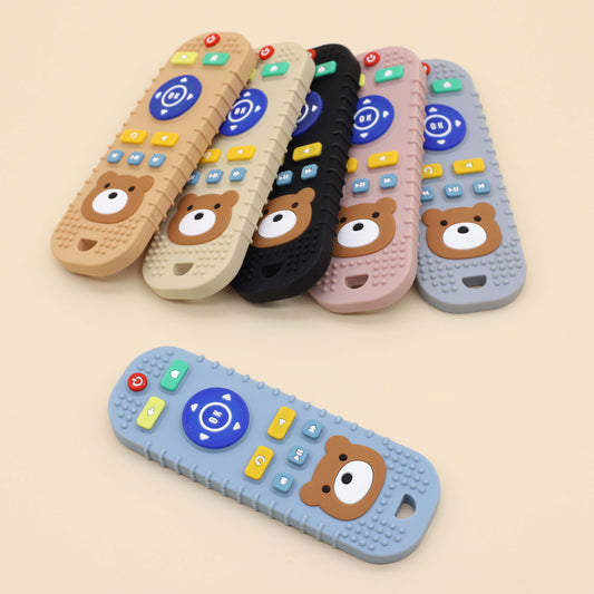 Simulated remote control teether toy made of food-grade silicone.