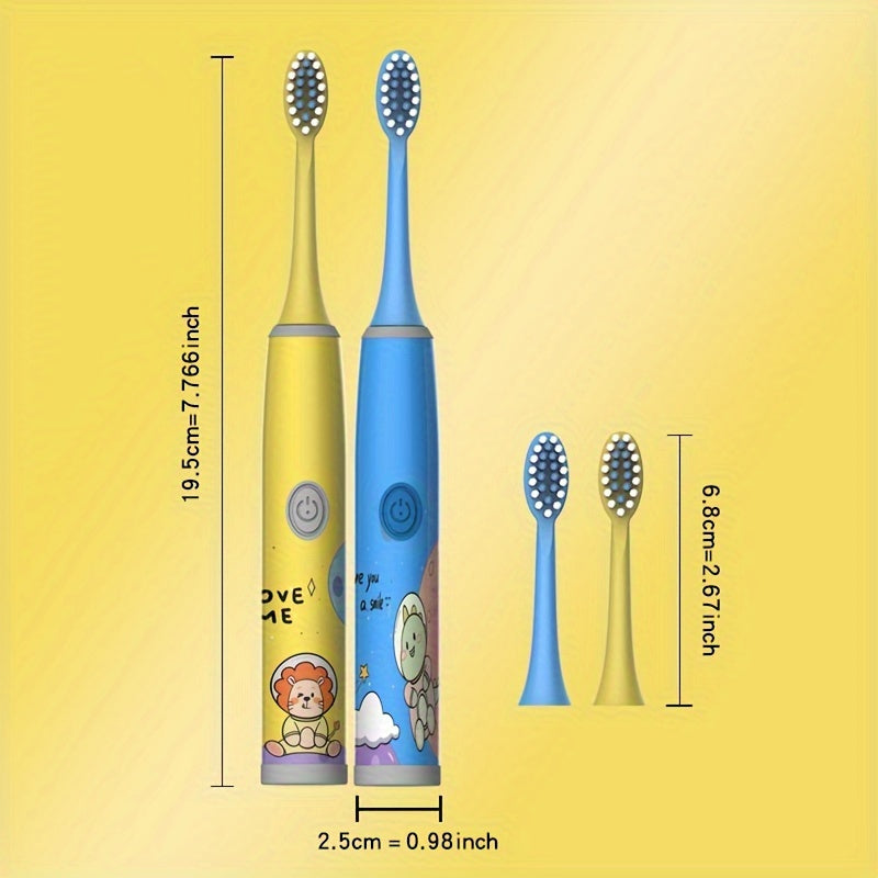 Kids Space Series Electric Toothbrush TKM-3-D for ages 3-15 features 5 modes, long battery life, gentle bristles, and a smart timer. Battery operated (battery not included).