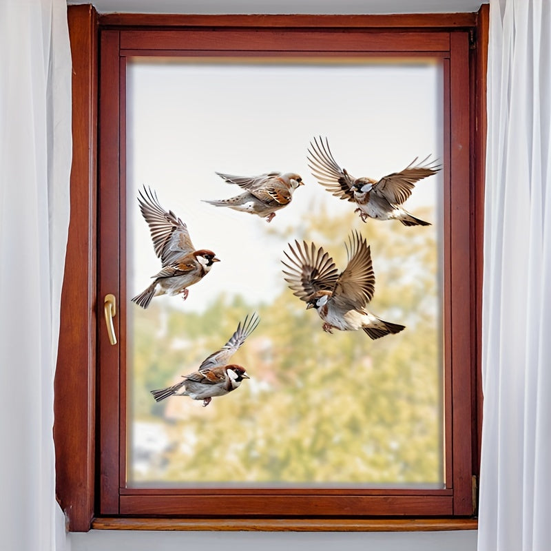 Sparrow Window Decals - Delightful, Easy-to-Apply Decor for Any Room, Featuring Decorative Art Style