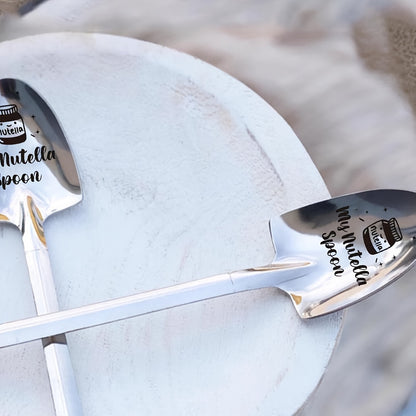 Nutella-themed stainless steel spoon for coffee, tea, and dessert, perfect gift for loved ones.