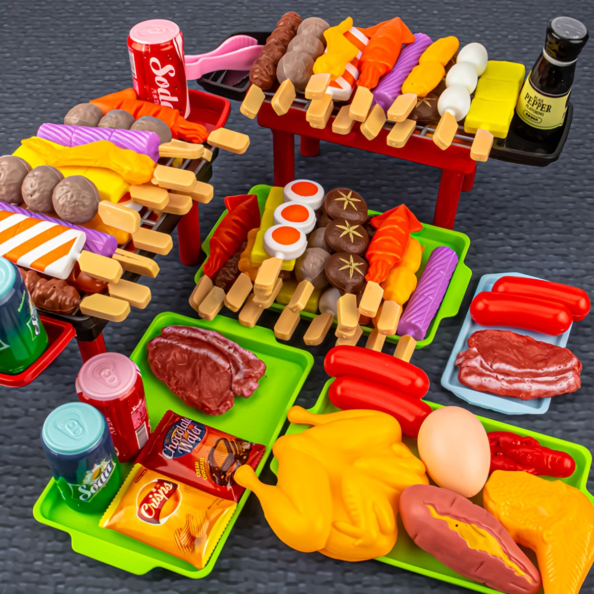 YONRA Kitchen Pretend Play Toys, Barbecue Set, Children's Cooking Toys, Simulation Food, Multi-set Gift For Kids, Girls, Boys, Toddlers