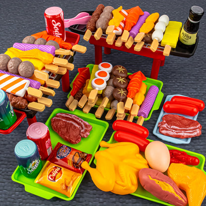 YONRA Kitchen Pretend Play Toys, Barbecue Set, Children's Cooking Toys, Simulation Food, Multi-set Gift For Kids, Girls, Boys, Toddlers