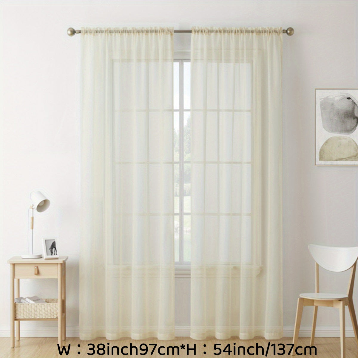 Enhance your decor with these elegant sheer voile curtain panels. Made of semi-transparent polyester, they feature a rod pocket design for easy hanging in your kitchen, bedroom, or living room. Create a romantic ambiance with these beautiful curtains.