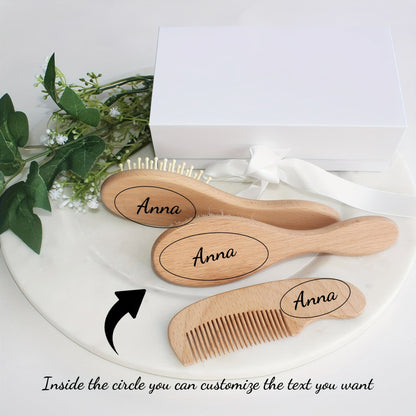 [Personalized Customization] Set of 3: Shampoo Brush, Wooden Comb, and Air Cushion Head Washing and Cleaning Tools