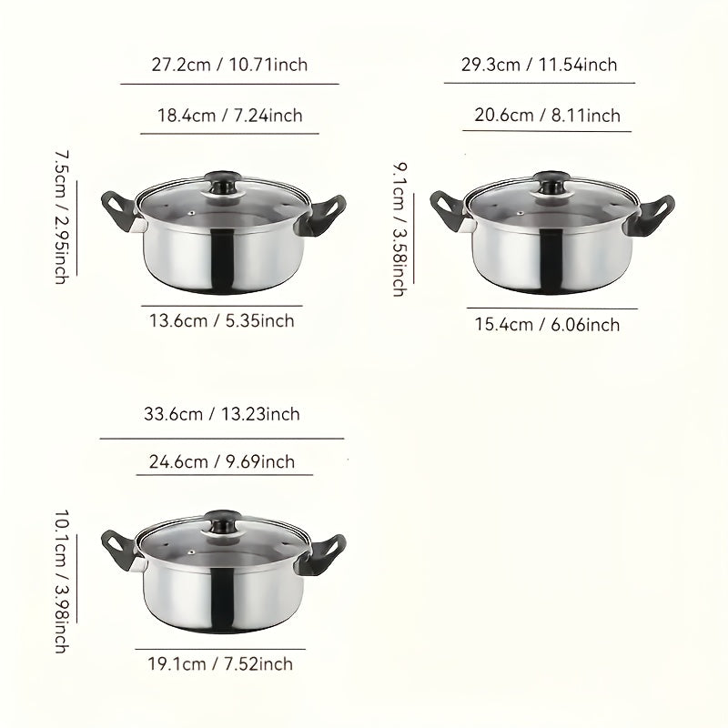 Stainless Steel Cookware Set - 12 Pieces of Durable, Easy-to-Clean Pots and Pans with Lids, Including Kettle, Saucepan, and Frying Pan - Perfect for Home, Outdoor Camping, or Restaurant Quality Kitchen Essentials