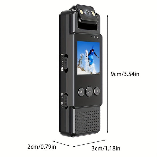 1080p Full-Body Wearable Camera with 180° Rotatable Design, Wide Angle & Night Vision, USB Rechargeable, Button Control, Smartphone Compatible, Portable Wireless Action Cam for Sports & Outdoor Activities - 1pc (SD Card Not Included)