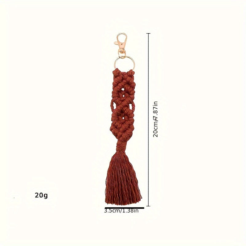 Set of 8 Handmade Keychains with Tassels - Timeless Design, Ideal for Car Keys & Bag Ornaments, Keychain Accessories for Cars