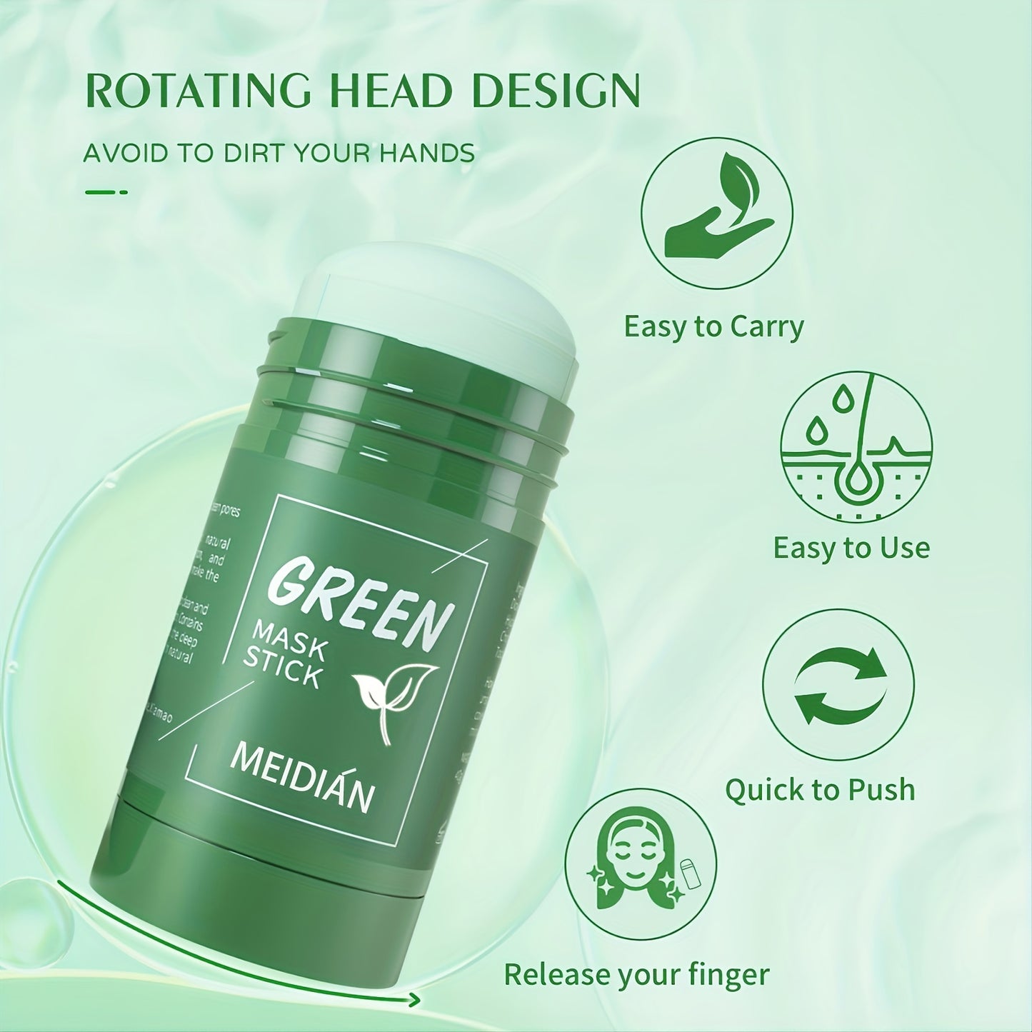 MEDIAN Green Tea Mask Stick - Deeply cleanses and moisturizes skin, suitable for all skin types. Paraben-free, hypoallergenic, and travel-friendly design. Portable beauty product for mask