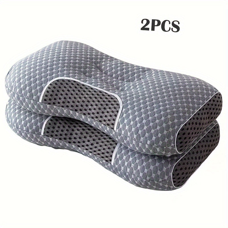 2pcs Knitted Massage Neck Pillows with adjustable ergonomic contour support and high quality non-collapsing core.