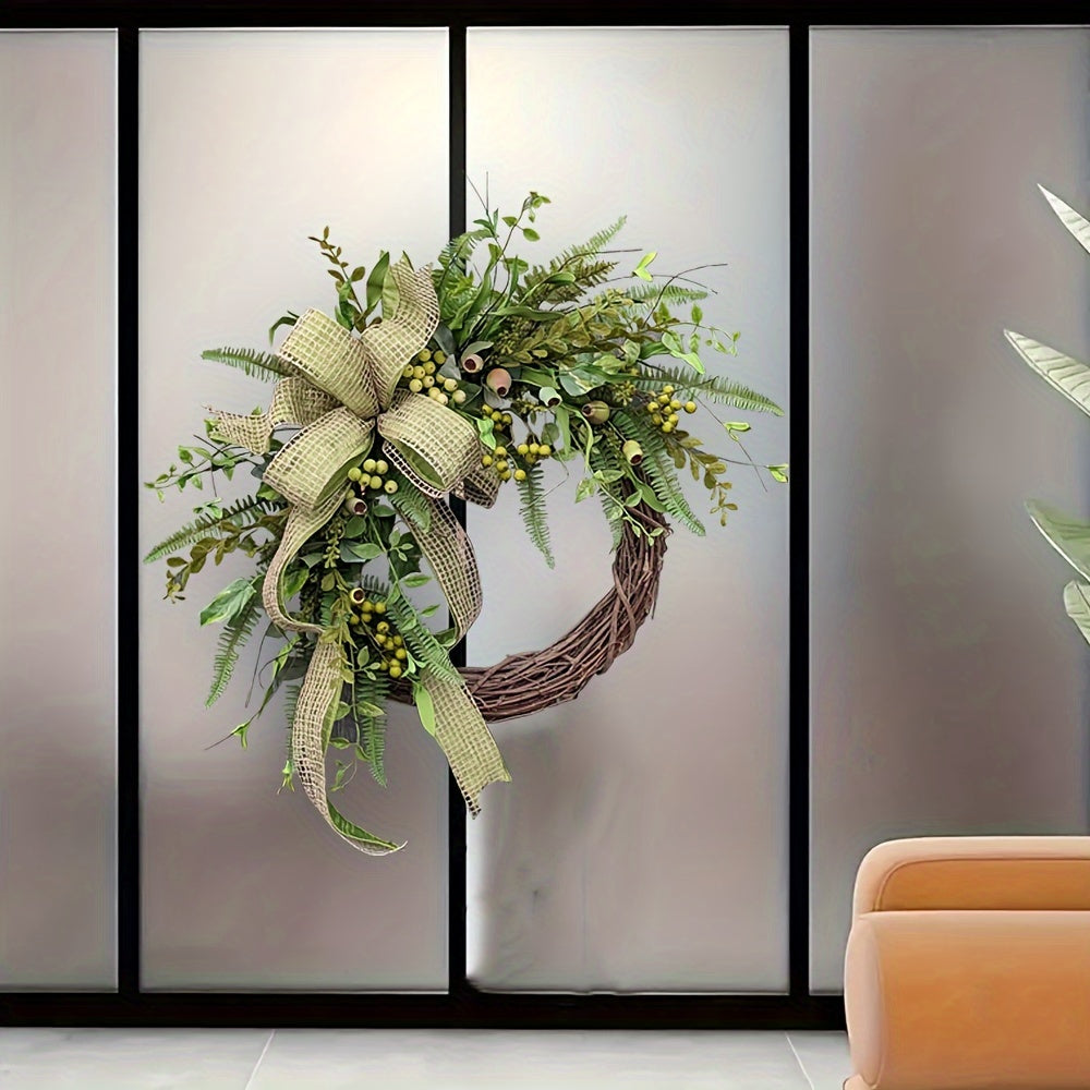 Elegant PVC Window Decals featuring a 3D Floral Wreath Design, Easily Reusable with Self-Adhesive Backing, High Gloss Finish, Perfect for adding a Touch of Floral Glam to your Home Decor - 7mil Thickness