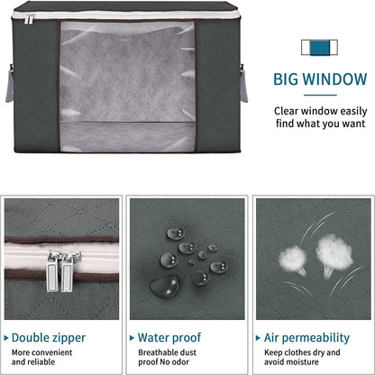 Durable Extra-Large Storage Bag with Clear Window and Sturdy Handles - Waterproof Organizer for Clothing, Bedding, and Toys - Convenient Easy-Carry Design with Utility Hooks