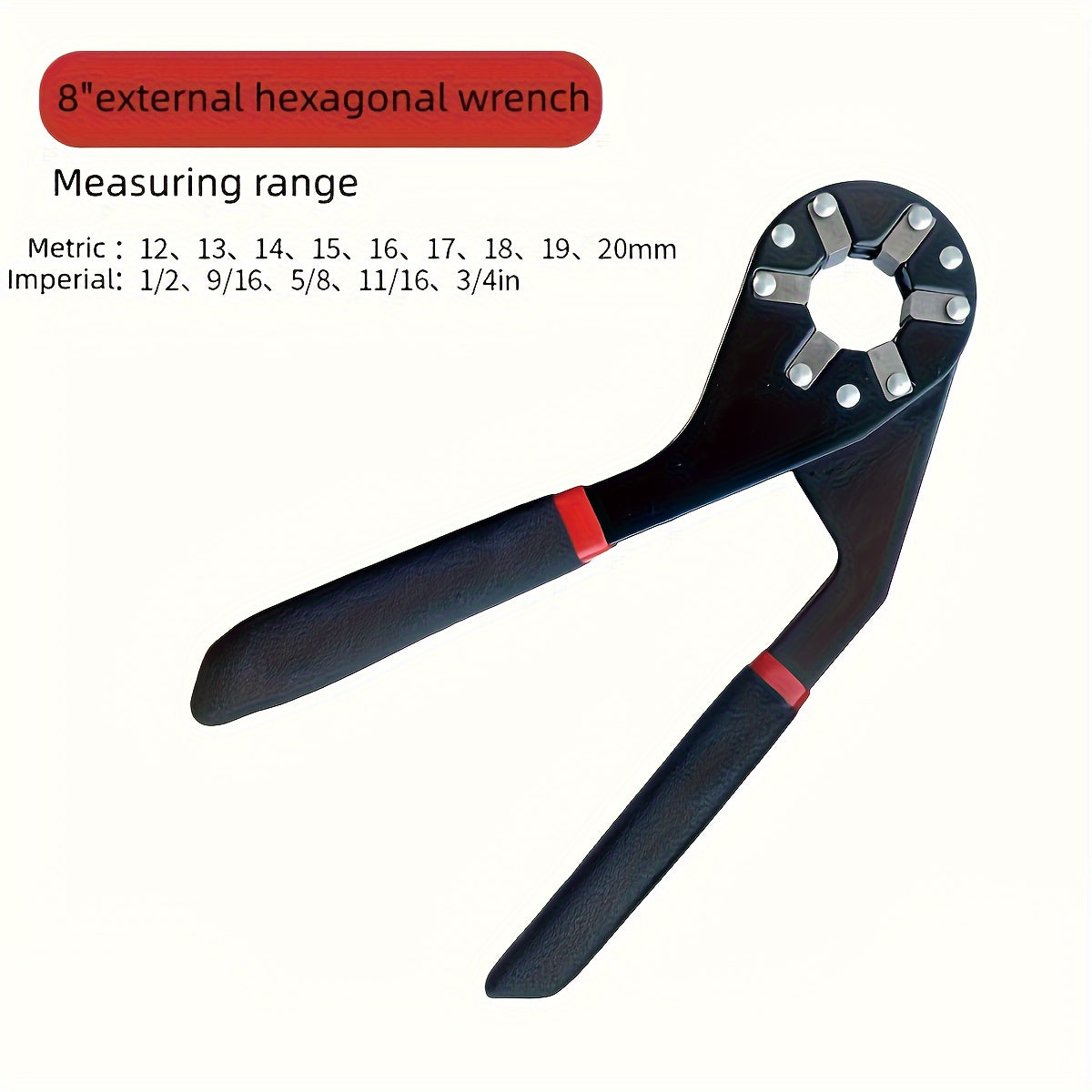 A durable 1pc Hexagon Magic Wrench made of high carbon steel, abrasion resistant with an open end design for various repairs. Suitable for electricians, mechanics, motorcycles, bicycles.