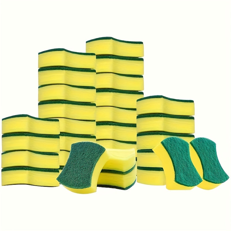 Set of 12 or 24 Scrubbing Sponges and Pads - Ideal for Kitchen, Tableware and Bathroom Cleaning - Tough and Long-lasting