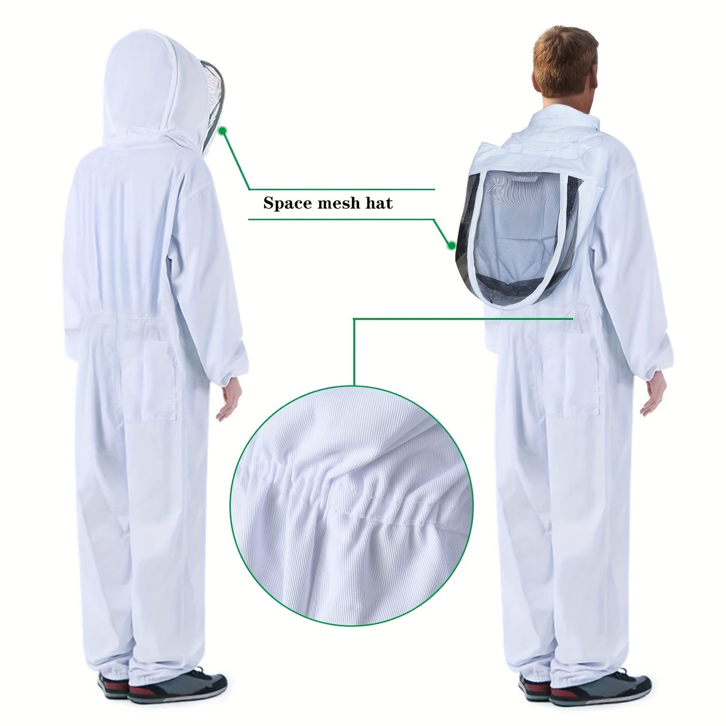 Durable full-body suit with veil hood for professional urban beekeeping.