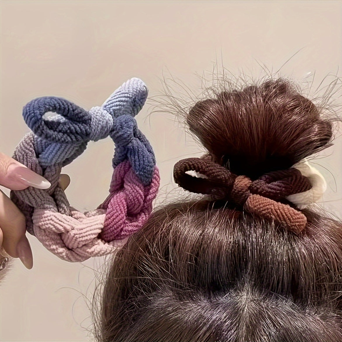 86-piece set of popular spring and summer hair accessories featuring cartoon hair rings and ponytail rings with flocking design.