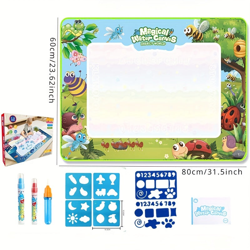 Children's Water Painting Cloth is an educational toy that magically transforms into a Painting Pad, Writing Board, Doodle platform, Water Painting Blanket, and Painting Board, providing endless creative possibilities for children.