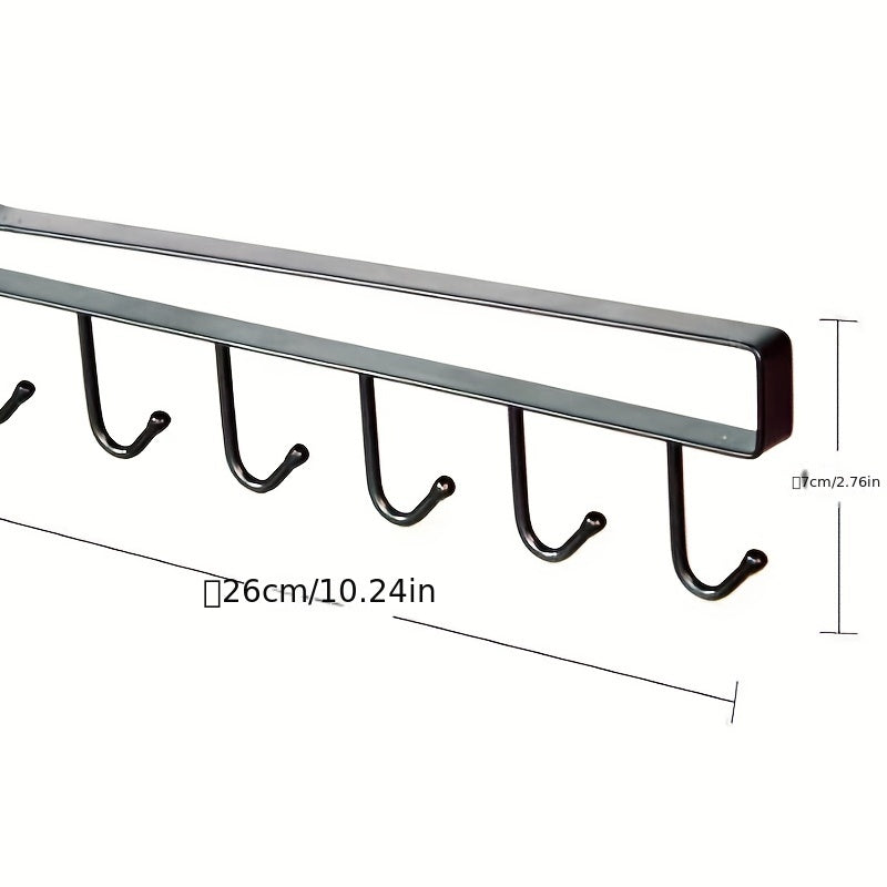 Kitchen Shelf Organizer with Clothes Hanging, Cup and Glass Mug Holder, and 6 Hooks Storage Rack.